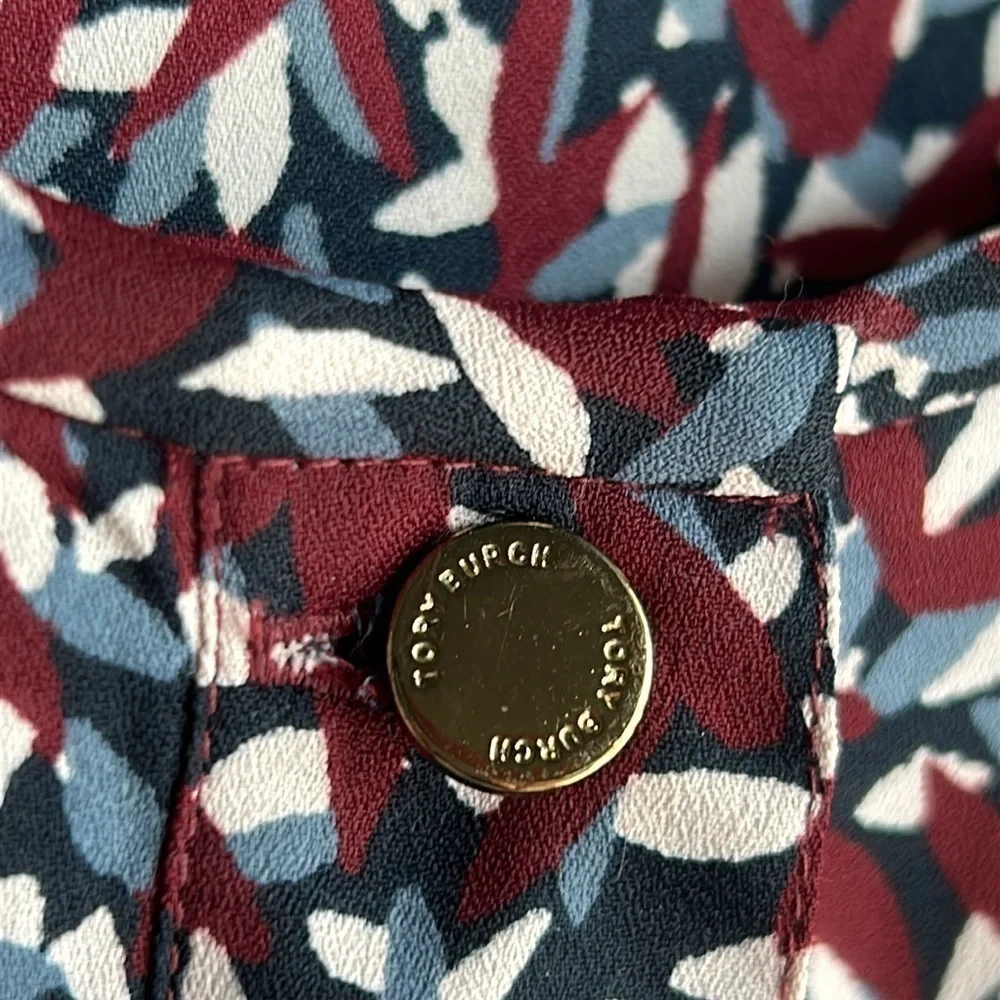 TORY BURCH Red Agate Confetti Blouse Top  Size  M